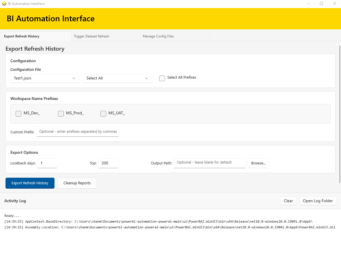 Trigger Refresh page screenshot